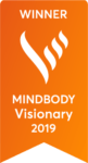 Logo for Winner of Mindbody Visionary Award, 2019.